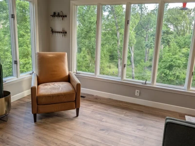 Trim installed in a Cedar Rapids home Trim installation in Cedar Rapids living room with natural light