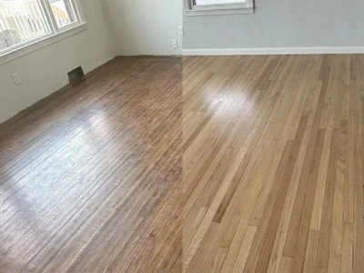 Hardwood flooring in Cedar Rapids open floor plan Hardwood floor installation in open Cedar Rapids living space